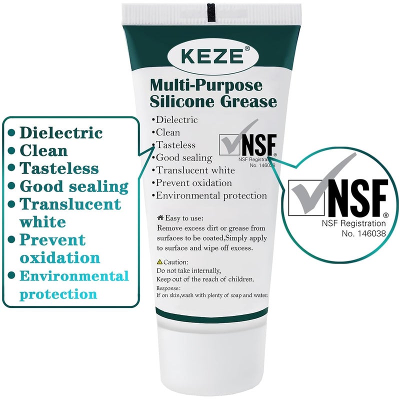 Keze Waterproof Food Grade Silicone Lubricant Plumbers Grease for Valve Sealant Faucet Pool Lube O Rings Filter 1 oz 1-Pack - Image 2